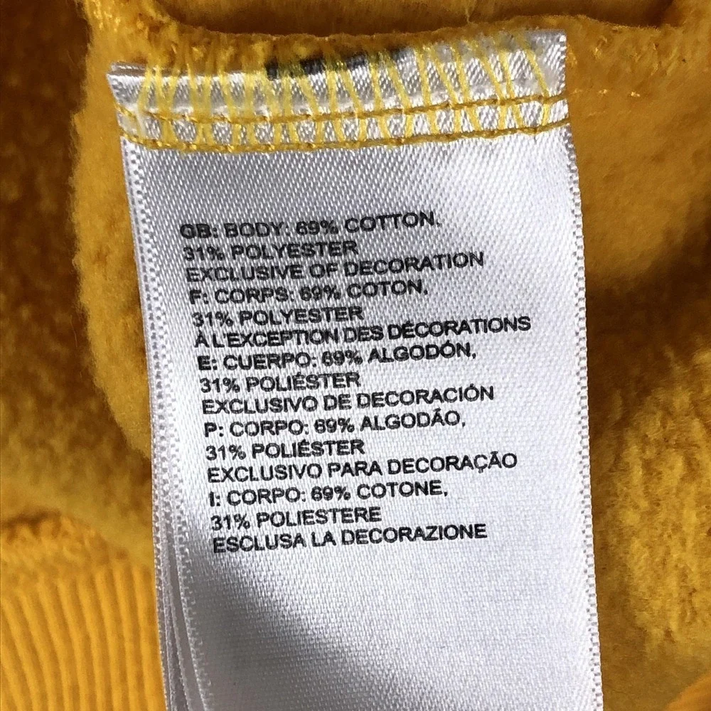 The North Face Hoodie Mens Large Yellow Graphic Fleece Pullover Back Logo